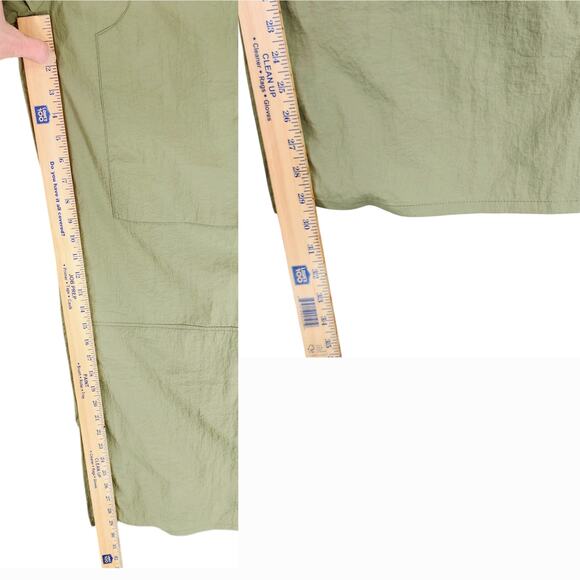 Mod Ref Wide Leg Nylon Pant L Women Olive Green Elastic Waist 31x29.5 Loungewear - Picture 6 of 11